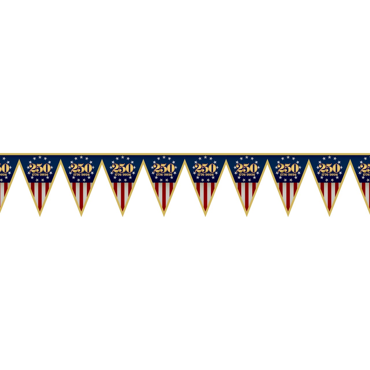 Beistle - Multicolor - All-Weather Semiquincentennial Pennant Banner - 12 Pieces